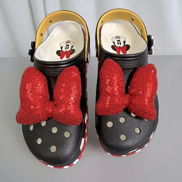 Disney Crocs women’s Black and Red Minnie Mouse Slippers Size 10 - Picture 7 of 7
